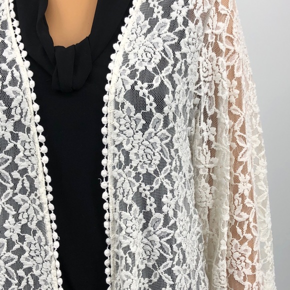 Mauve Cream Long Lace Cardigan Size XLarge - Picture 5 of 8